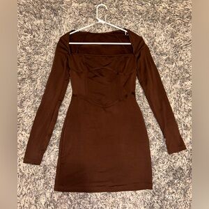 Brown body con long sleeve